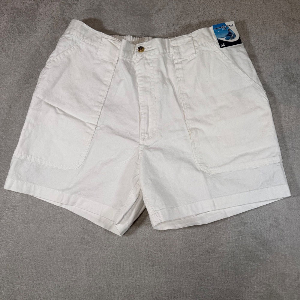 Hook & Tackle Beer Can Island Fishing Shorts White Mens 38 M019800 NWT